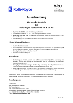 Werkstudentenstelle bei Rolls-Royce Deutschland Ltd & Co KG