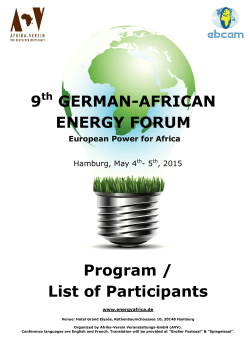 9th GERMAN-AFRICAN ENERGY FORUM - Afrika