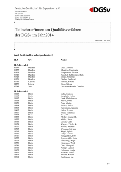 Liste Qualitätsverfahren 2014