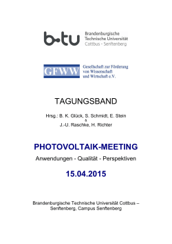 Tagungsband des Photovoltaik.Meetings 2015