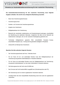 Hinweise zur Auslandskrankenversicherung f&uuml;r den russischen