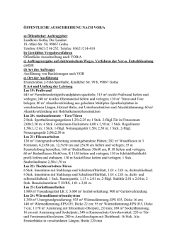 ÖFFENTLICHE AUSSCHREIBUNG NACH VOB/A