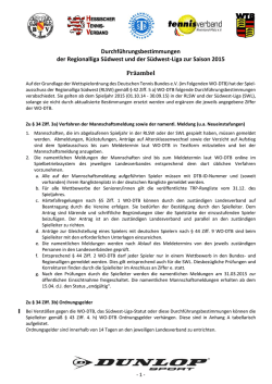 Durchf&uuml;hrungsbestimmungen der Regionalliga S&uuml;dwest und der