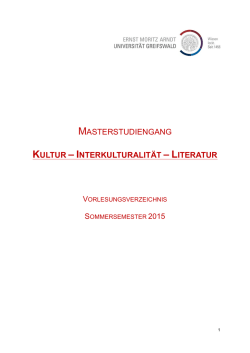 Lehrangebot im Sommersemester 2015