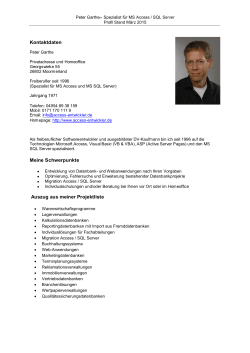 Profil - Peter Garthe Softwareentwicklung