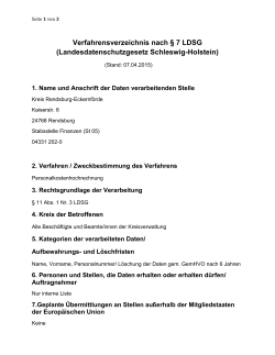 Verfahrensverzeichnis nach § 7 LDSG - Kreis Rendsburg