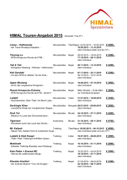 Tourenkalender 2015 - Himal Spezialreisen