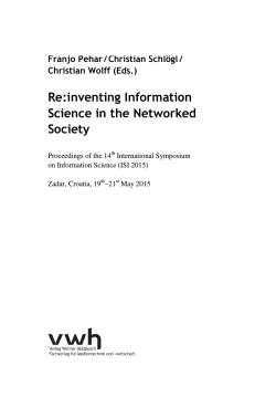 (Eds.) Re:inventing Information Science in the Networked Society