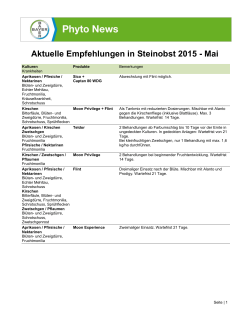 Aktuelle Empfehlungen in Steinobst 2015 - Mai