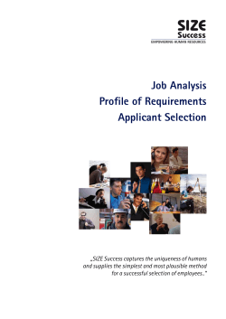 Job Analysis Profile of Requirements Applicant
