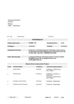 bakteriologische und chemische Trinkwasseruntersuchung