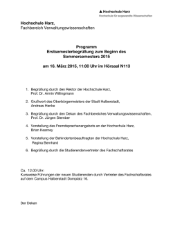 Hochschule Harz, Fachbereich Verwaltungswissenschaften