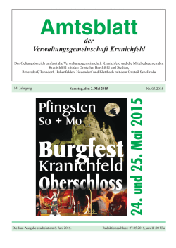 24. und 25. Mai 2015 - Verwaltungsgemeinschaft Kranichfeld