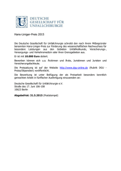 Hans-Liniger-Preis 2015 - Deutsche Gesellschaft für Unfallchirurgie