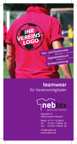 Vereine - Nebtex Textilveredelung steht f&uuml;r individuelle T