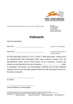 Vollmacht - bei TBW Spaichingen GmbH & Co. KG