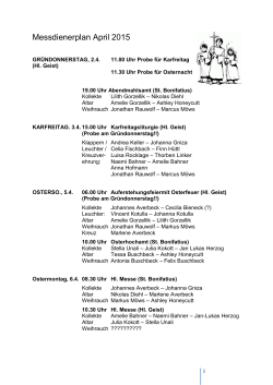 Messdienerplan April 2015 - St. Bonifatius Seeheim