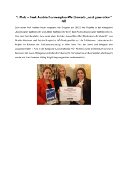 1. Platz &ndash; Bank Austria Businessplan