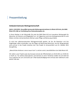 Pressemitteilung - GWG Rhein-Erft
