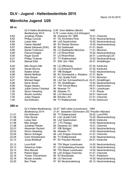 DLV - Jugend - Hallenbestenliste 2015 M&auml;nnliche Jugend U20