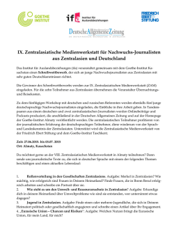 IX. Zentralasiatische Medienwerkstatt f&uuml;r Nachwuchs