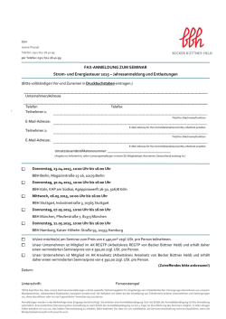 FAX-ANMELDUNG ZUM SEMINAR Strom