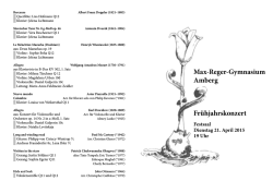 Dienstag, 21.04. um 19.00 Uhr im Festsaal - Max-Reger