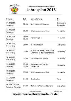 Jahresplan 2015 - F&ouml;rderverein der Freiwilligen Feuerwehr Taura eV