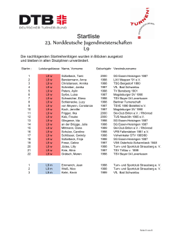 Startliste 23. Norddeutsche Jugendmeisterschaften L9