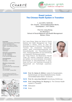 Guest Lecture The Chinese Health System in Transition
