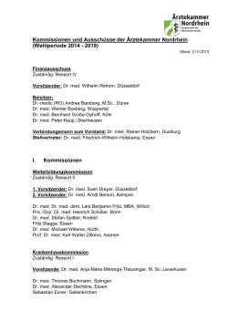 Vorstandsgremien der Ärztekammer Nordrhein inklusive
