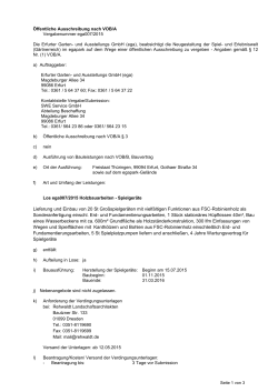 Inhaltsverzeichnis Verdingungsunterlagen