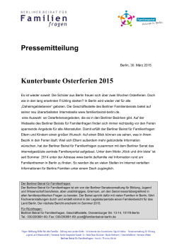Pressemitteilung Kunterbunte Osterferien 2015
