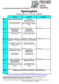 Speiseplan diese Woche