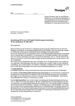 Infoschreiben LQ-Projekt Hinterthurgau