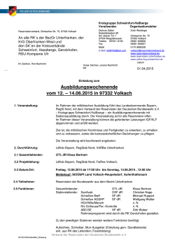 Ausbildungswochenende vom 12. – 14.06.2015 in 97332 Volkach