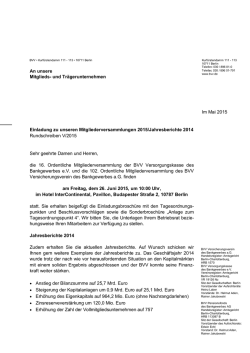 Einladung zu den Mitgliederversammlungen und
