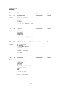 Discography - Donato Wharton