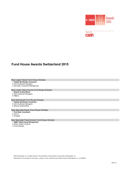 Fund House Awards Switzerland 2015