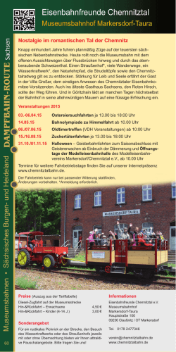 Sonderveranstaltungen 2015  - Eisenbahnfreunde Chemnitztal