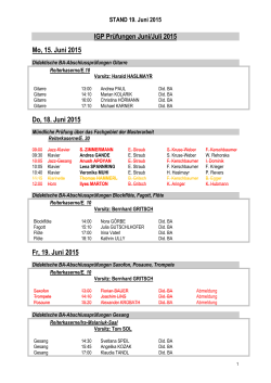 IGP Pr&uuml;fungen Juni/Juli 2015 Mo, 15. Juni 2015 Do, 18. Juni 2015