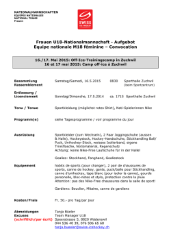 Frauen U18-Nationalmannschaft - Aufgebot Equipe nationale M18