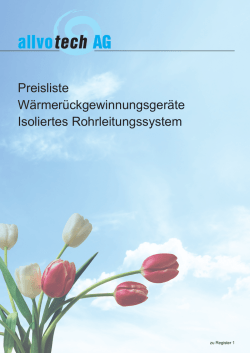 Preisliste Wärmerückgewinnungsgeräte Isoliertes