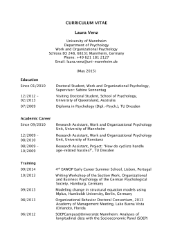 CURRICULUM VITAE Laura Venz - Psychologie