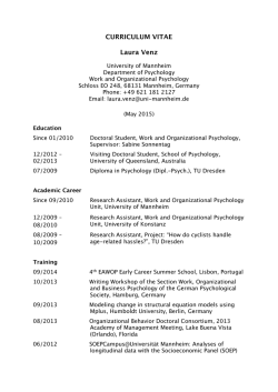 CURRICULUM VITAE Laura Venz - Psychologie