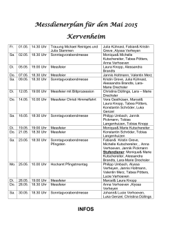 Messdienerplan für den Mai 2015 Kervenheim