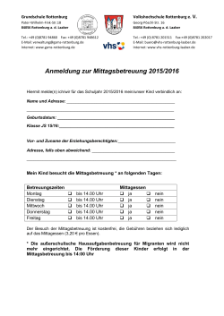 Anmeldung zur Mittagsbetreuung 2015/2016