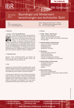 Baumängel und Minderwert - berechnungen aus - ibr