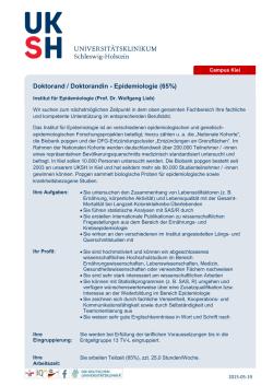 Doktorand / Doktorandin - Epidemiologie (65%)