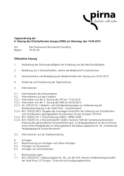 Tagesordnung der 6. Sitzung des Ortschaftsrates Graupa